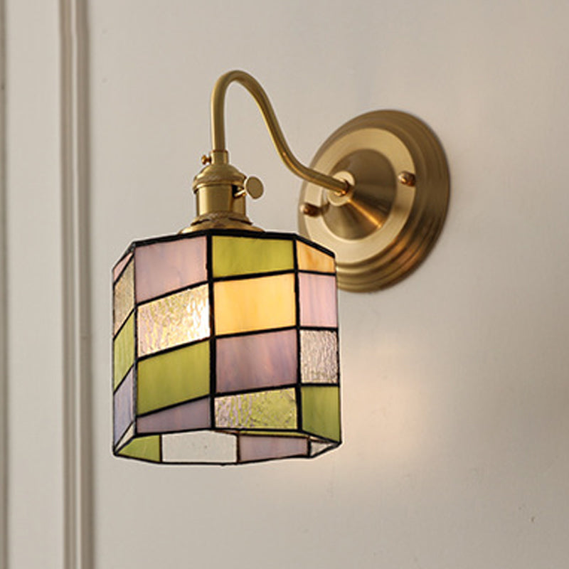 AuroraGlint Tiffany Kupfer Wandleuchte | Klassisches Design | Hochwertiges Glas | Ideal für Wohnzimmer