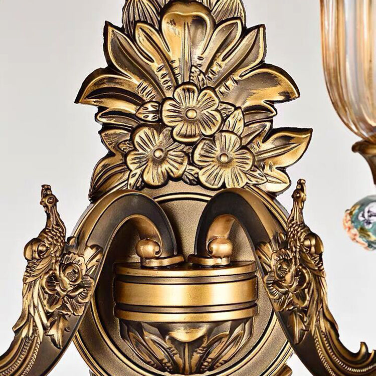 FlorisLuxe Europäische Wandlampe | Blüten-Design | 1-2 Flammen | Hochwertiges Harz & Glas | Eleganz für Wohnzimmer & Flur