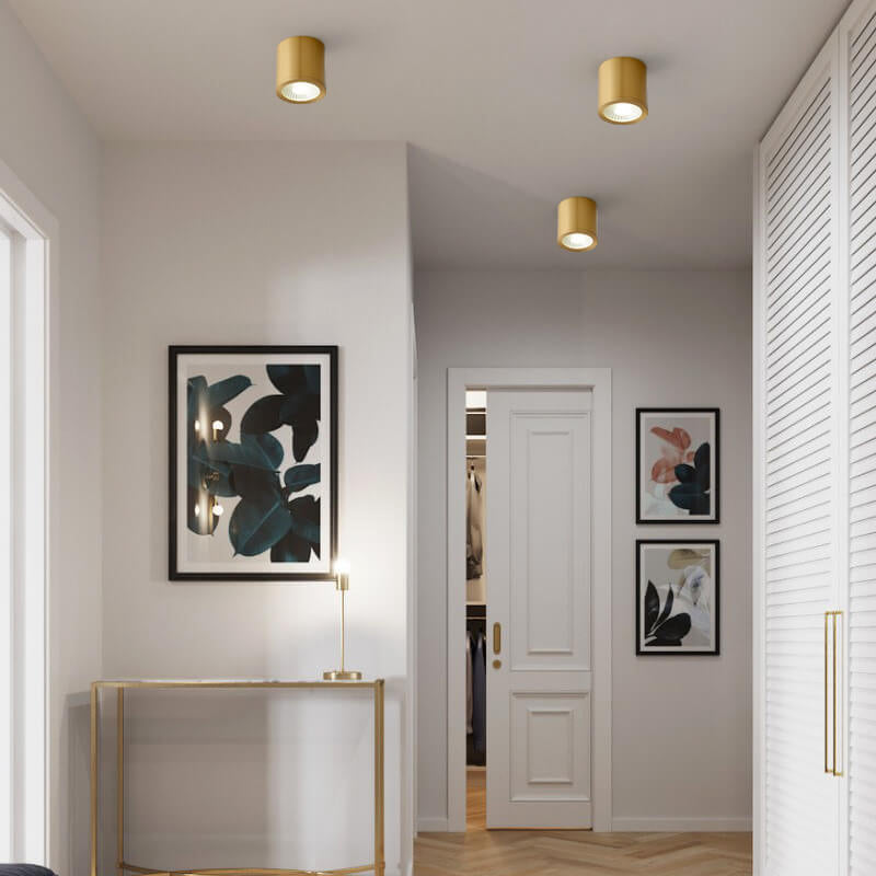 LumaBrass LED Deckenstrahler | Zylindrisches Design | Moderne Flush Mount Beleuchtung | Neutralweiß (4000K)