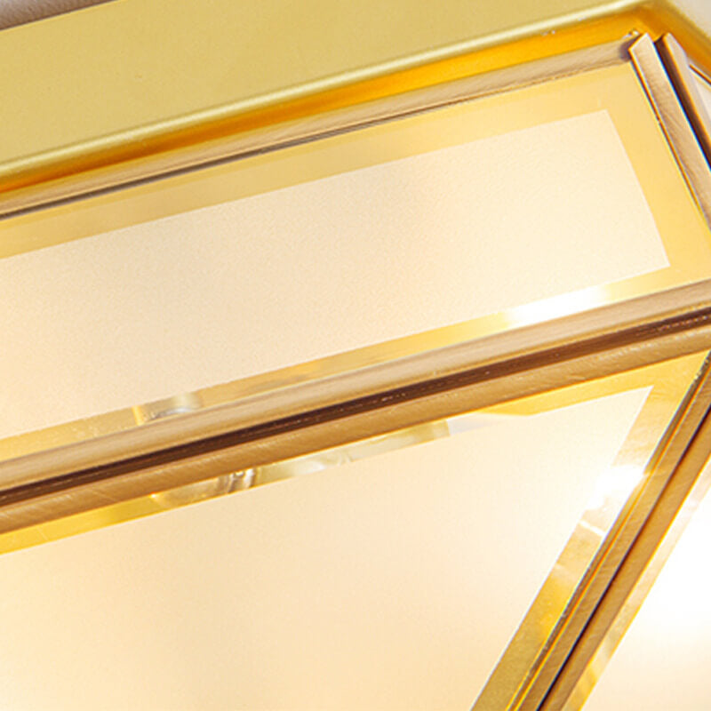 Coppera Flushmount Deckenleuchte | Europäisches Design | Poligonale Glasstruktur | 3/4-flammige Beleuchtung für Wohnzimmer