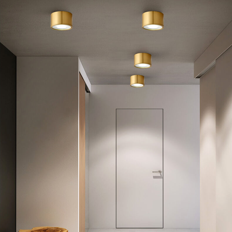 LumaBrass LED Deckenstrahler | Zylindrisches Design | Moderne Flush Mount Beleuchtung | Neutralweiß (4000K)