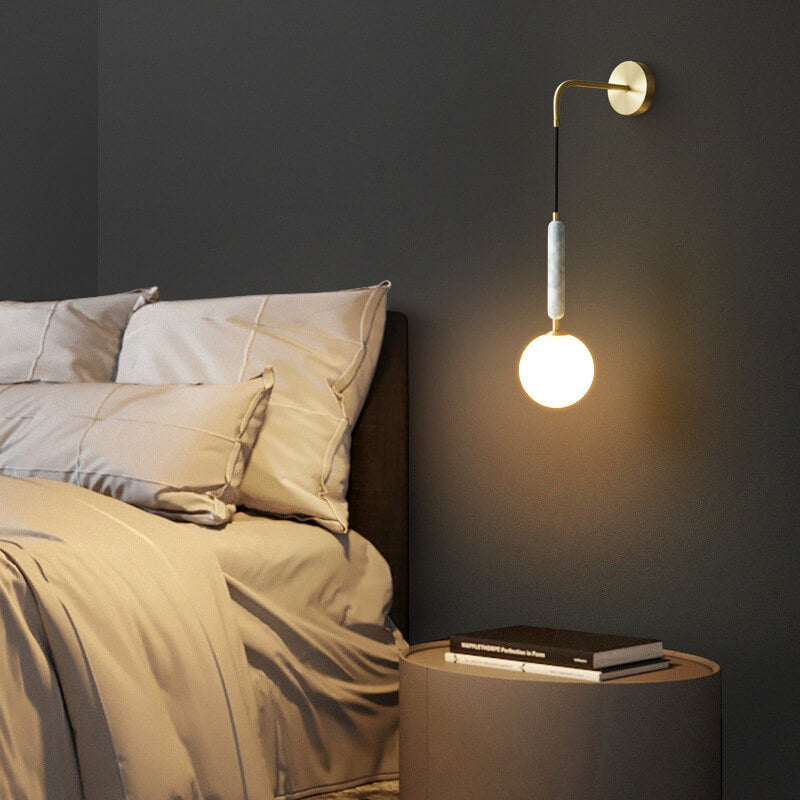 Marbelis Sphere LED Wandleuchte | Moderner Luxus | Marmor-Arm & Kugelschirm | Dekorative Beleuchtung