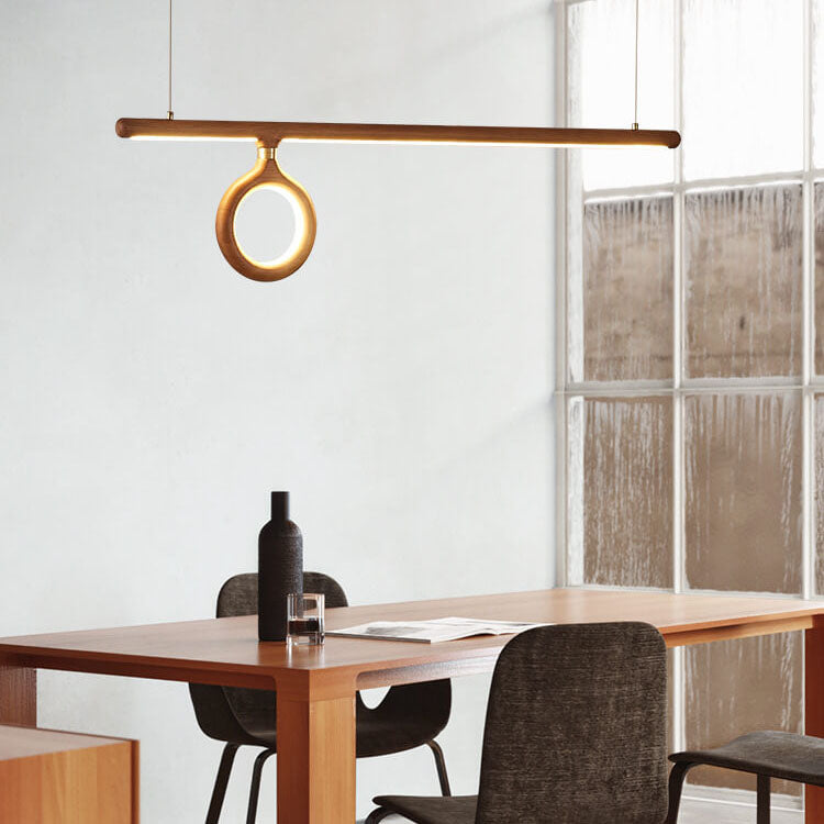 KuroLume LED Holzleuchter | Japanisches Design | Moderner Holzstreifen-Kronleuchter | Warmweiß & Kaltweiß