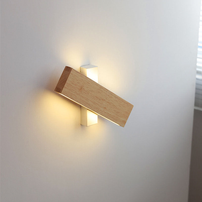 LumoLog Japanischer Minimalistischer Rotierender LED Wandstrahler | Holzoptik | Dimmbar | Modernes Design für Zuhause