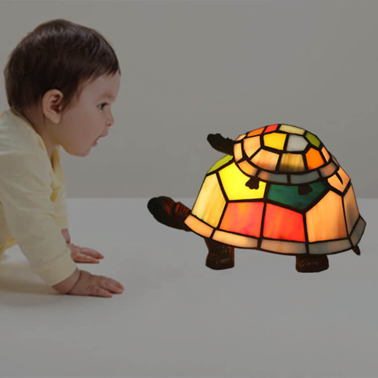 TurtleGlow Tiffany-Stil Schildkrötenlampe | Handgefertigte Glas-Tischleuchte | Stimmungslicht | Nachtlicht | Dekoratives Wohnaccessoire