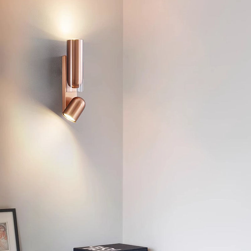 TwistLite Wandleuchte | Minimalistisches Zylinder-Design | Metall & Glas | 2-Licht | Rotierbar | Stilvolle Beleuchtung für Schlafzimmer