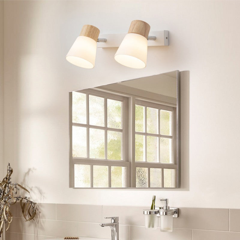 LightHorn Minimalistisches Holz Eisen Glas Wandleuchte | 1/2 Lichter | Modernes Design