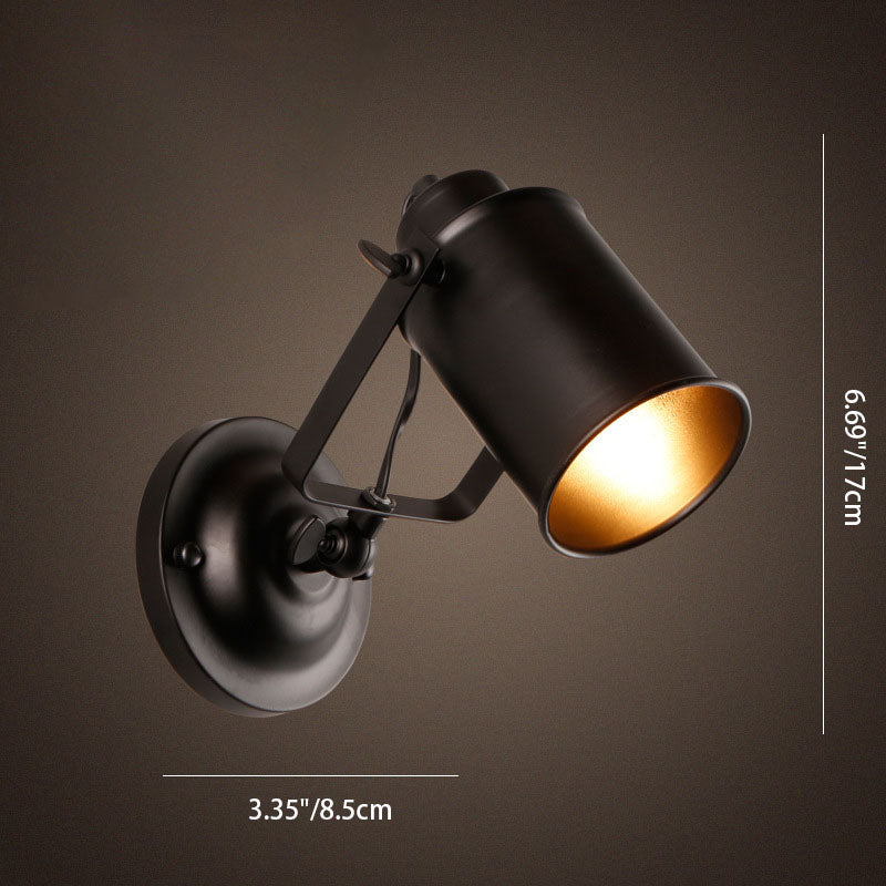 Ironica Wandleuchte | Industrielles Zylinder-Design | Robuste Eisenkonstruktion | Spotlight für Entertainment-Räume