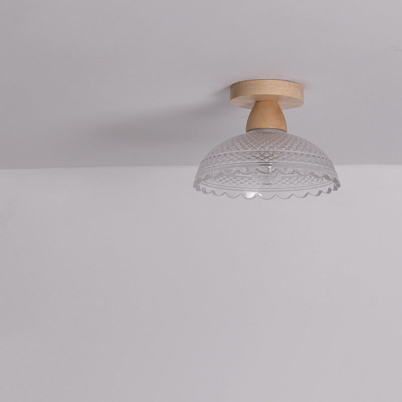 Logra Japanese Minimalist 1-Licht Semi-Flush Mount Deckenleuchte | Holz & Glas | Stimmungslicht | Deko für Zuhause