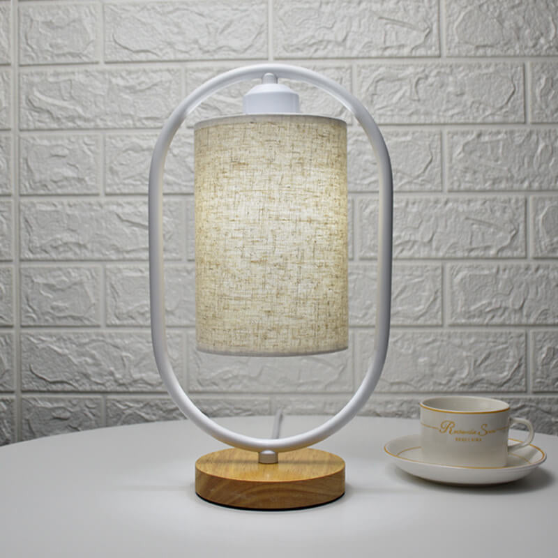 LinoLux Nordic Tischlampe | Dimmbar | Leinenschirm | LED Beleuchtung für Zuhause