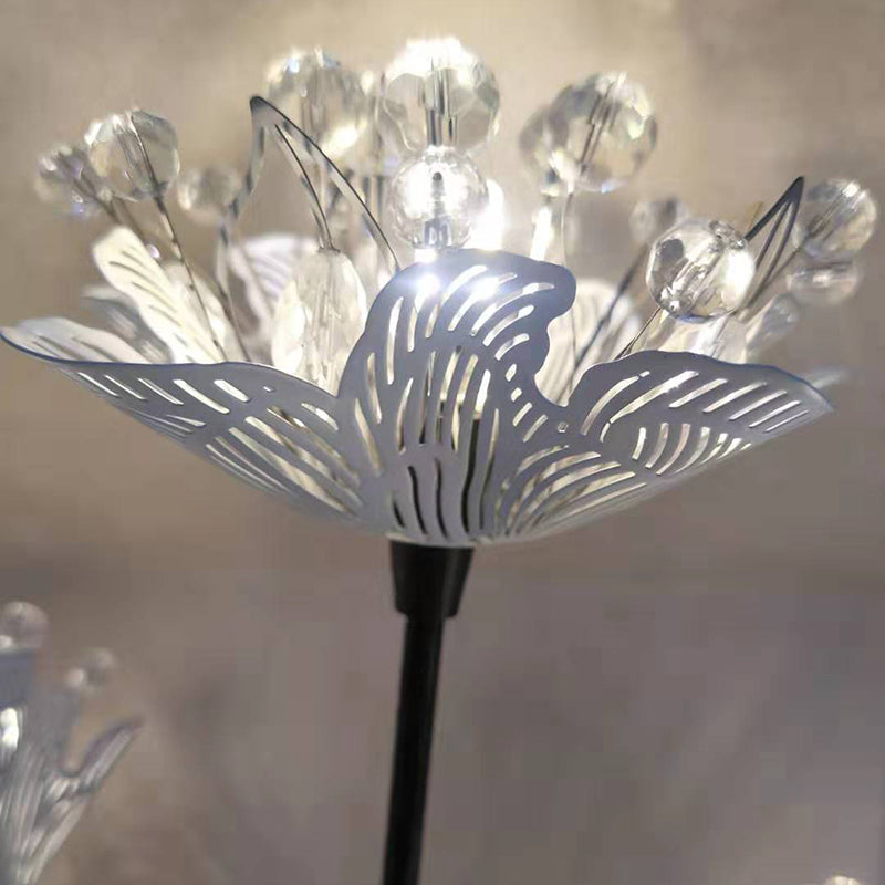 CrystalBlume LED Wandleuchte | Edelstahl & Eisen | Blumenmuster | 3-Licht Design für Schlafzimmer