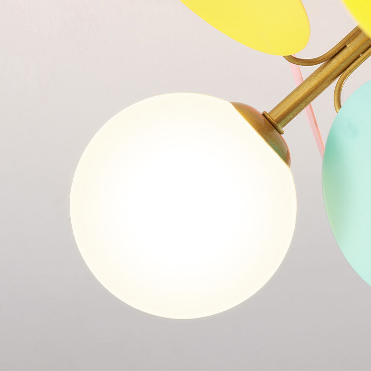 BloomLume Mid-Century Deckenleuchte | Blumen-Deko & Glas-Kugel | 1-4 Flammen | Modern & Stilvoll | Für Wohnzimmer