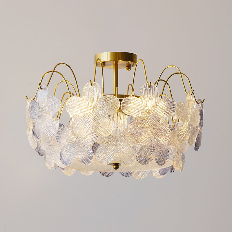 FleurIron Semi-Flush Deckenleuchte | Französisches Design | 5/6 Lichter | Blumenoptik | Wohnzimmerbeleuchtung