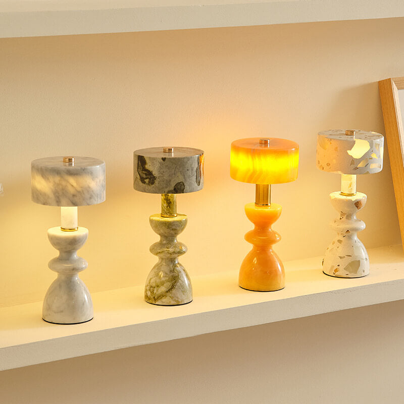 LumiIron Minimalistische LED Tischlampe mit Marmorfuß | USB-Anschluss | Dekorative Beleuchtung | Weiß, Orange, Grün, Translucent Weiß