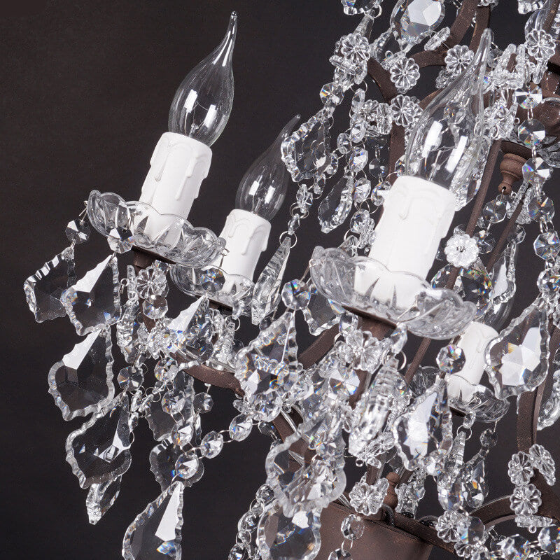 SolisLuxe Vintage Französische Kristall-Kerzenleuchter Tischlampe | 6 Lichter | Rustikale Eleganz | Luxuriöse Wohnzimmerdekoration