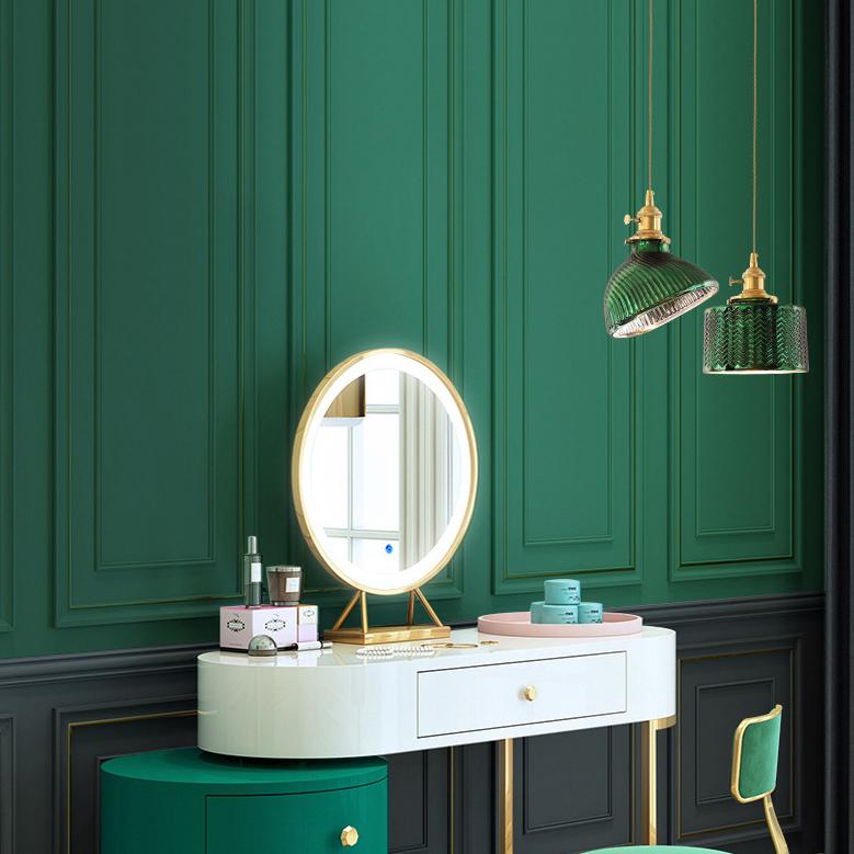 VerdiGlow Nordic Vintage Kronleuchter | Messing & Grünes Glas | 1/2/3-Licht Hängelampe | Elegantes Design