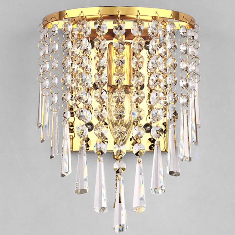 LuxeRadii Kristall Wandleuchte | Halbrunde Luxuslampe | Edelstahl & Perlen Design | 1-Licht Wandbeleuchtung