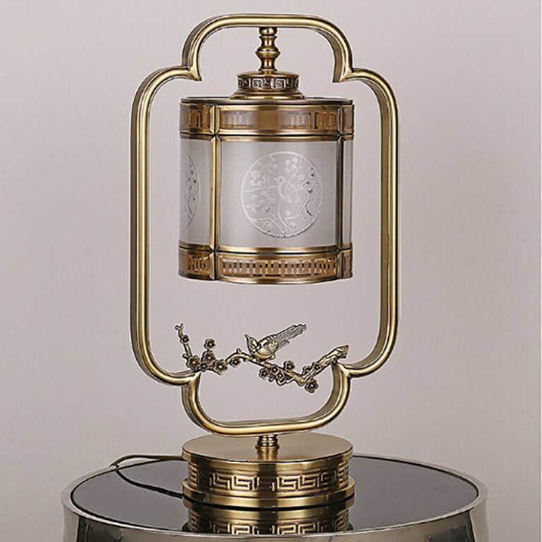 AuroraLume Klassische Tischlampe | Kupfer & Glas | Elegantes Design mit Handgravur | Beleuchtung & Deko für Zuhause