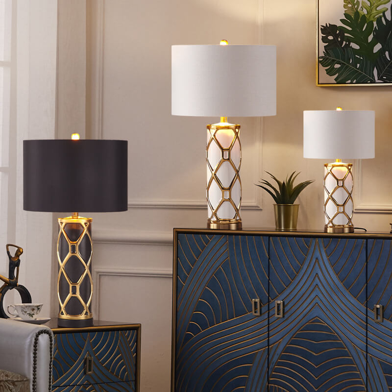 Ceravelle Luxe LED Tischlampe | Nordisches Design | Keramikfuß & Stoffschirm | Dimmbar & Modern