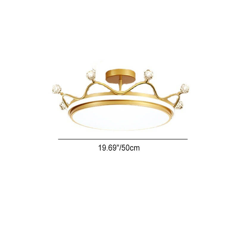 LumoCrown Kreative Kinder Krone Deckenleuchte | LED Semi-Flush | Gold & Pink Optionen | Infinitely Dimmbar | Perfekt für Kinderzimmer & Schlafzimmer