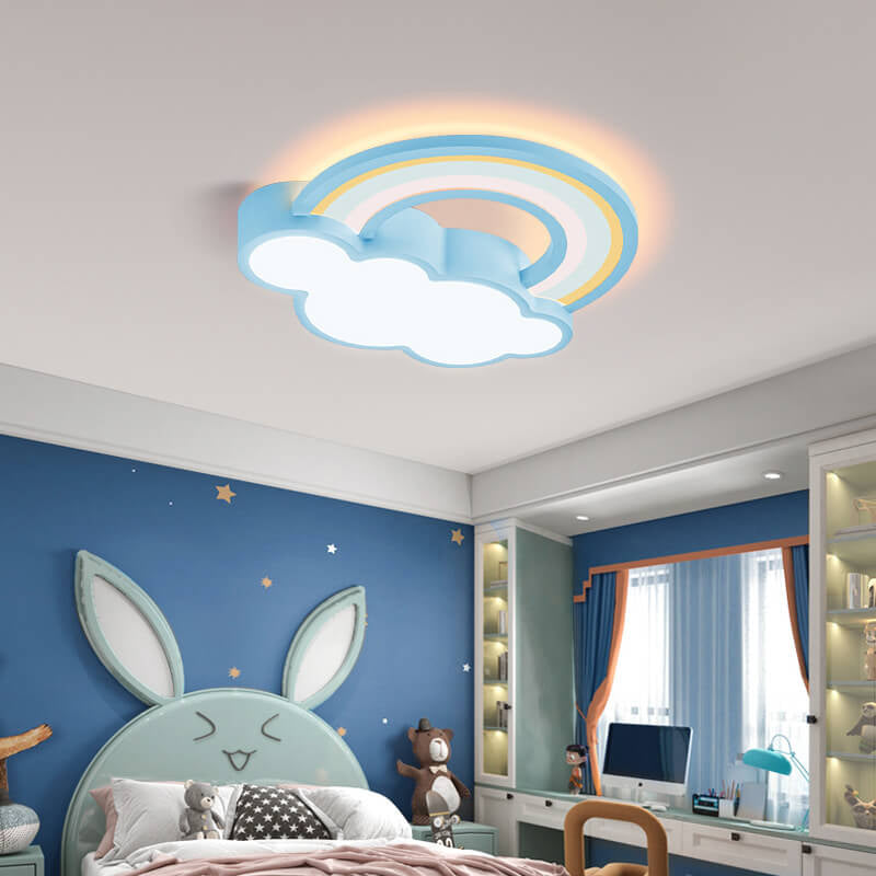 RainbowGlow LED Deckenleuchte | Cartoon Regenbogen & Wolken Design | Kinderzimmer Beleuchtung | Dimmbar