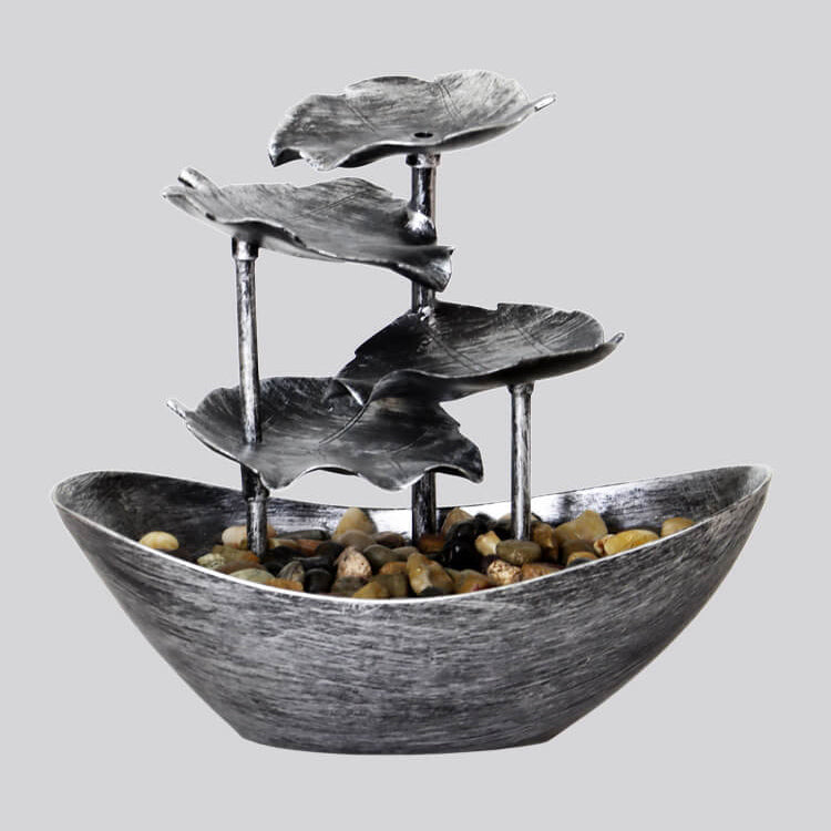 Aqualis Flow LED Tischbrunnen | Kreatives Lotusblatt-Design | Dekorative Lampe mit Wasserlauf