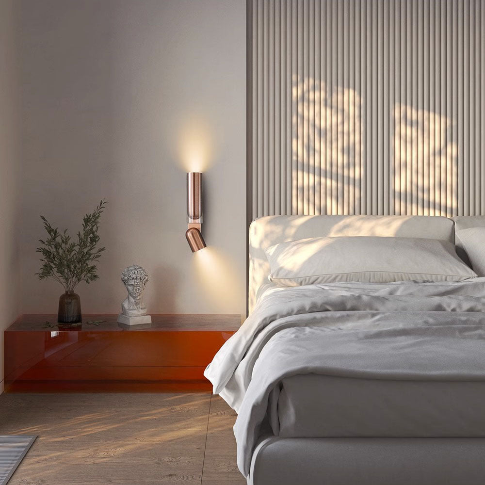 TwistLite Wandleuchte | Minimalistisches Zylinder-Design | Metall & Glas | 2-Licht | Rotierbar | Stilvolle Beleuchtung für Schlafzimmer