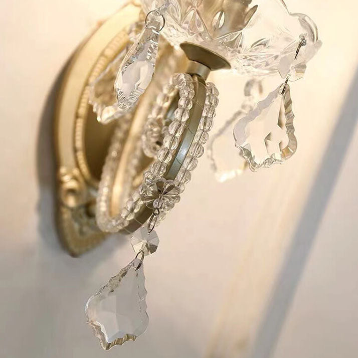 Glorianda Vintage Kristall-Wandlampe | Kerzenhalter-Design | 1-2-flammig | Europäischer Stil