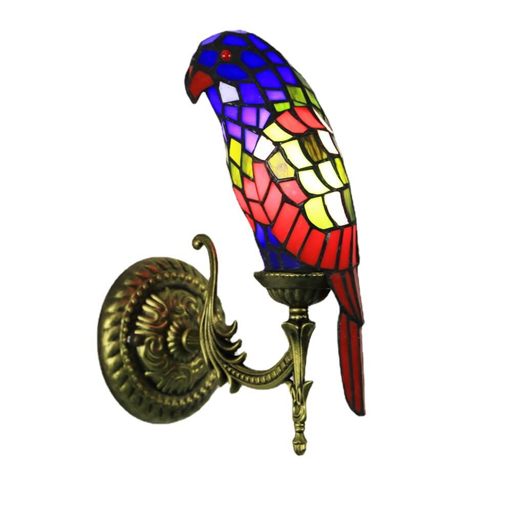 ParrotGlow Tiffany Wandlampe | Vintage Design | Buntglas & Papagei-Optik | 1-flammig