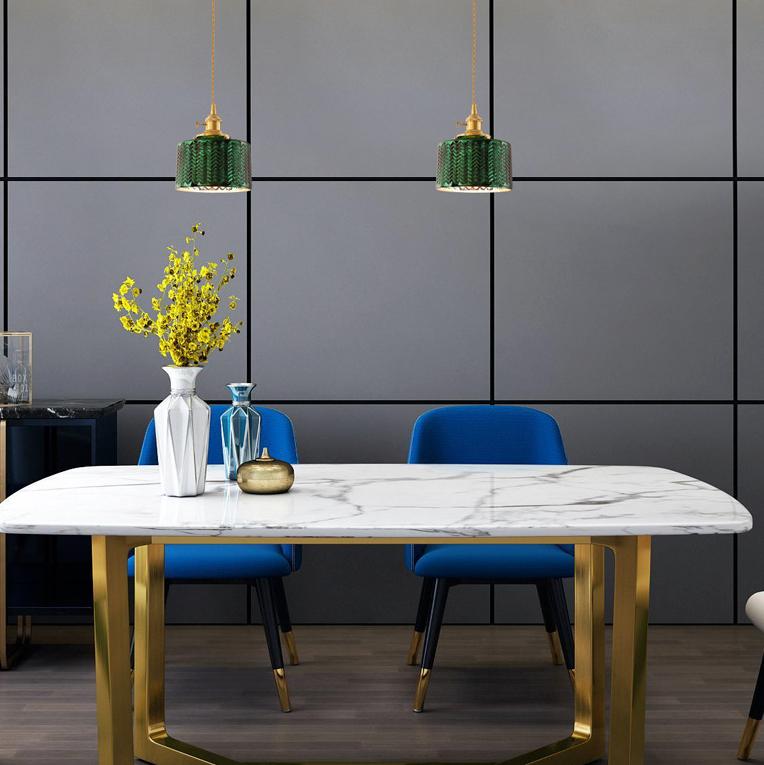 VerdiGlow Nordic Vintage Kronleuchter | Messing & Grünes Glas | 1/2/3-Licht Hängelampe | Elegantes Design