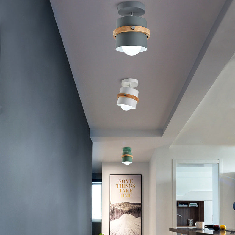 Cylindra Nordic Deckenleuchte | Halbzylinder-Design | Holz & Metall | Für Flur & Wohnbereich | 1-flammig