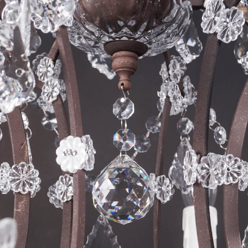 SolisLuxe Vintage Französische Kristall-Kerzenleuchter Tischlampe | 6 Lichter | Rustikale Eleganz | Luxuriöse Wohnzimmerdekoration