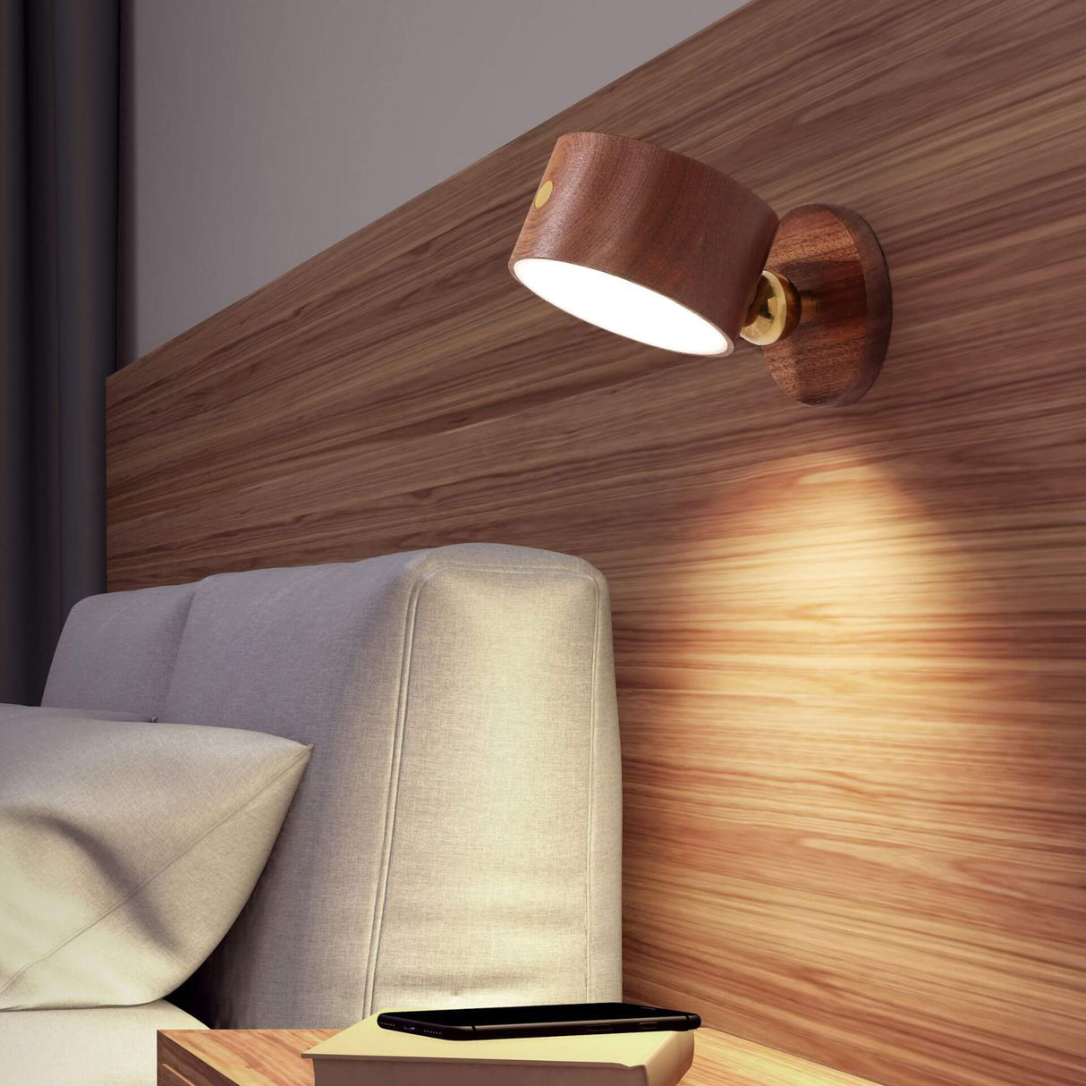 LumaWood Magnetische USB LED Wandlampe | Wiederaufladbar | Touch-Steuerung | Nachtlicht aus Holz
