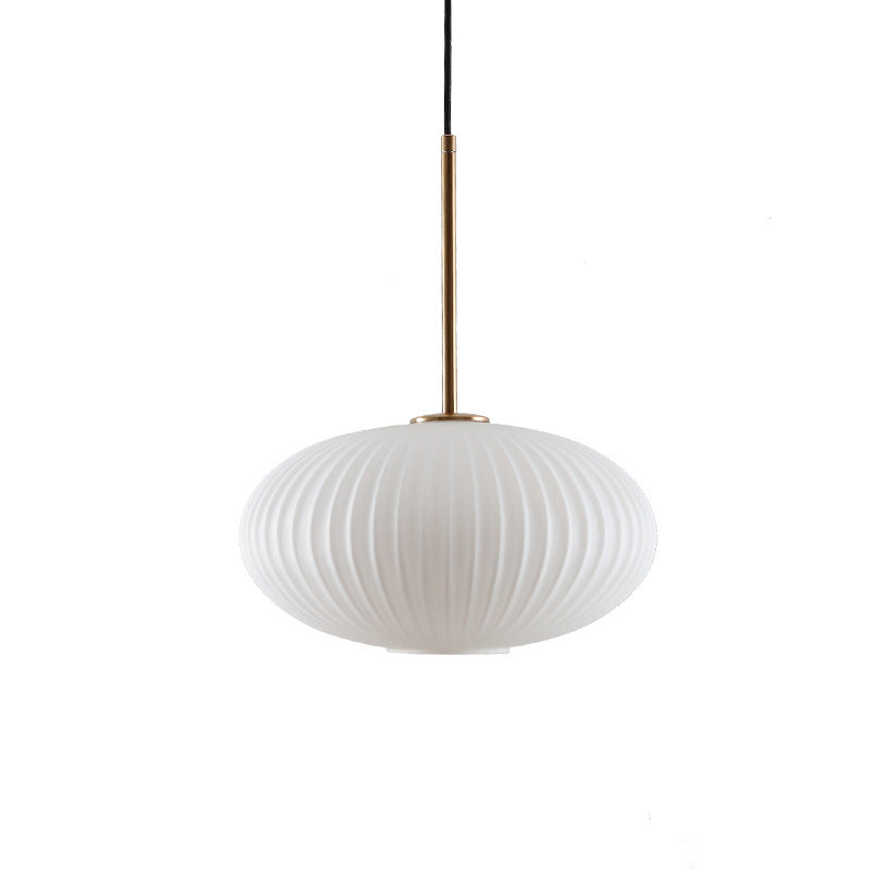 Lantoria Minimalistische Pendelleuchte | Ovaler Glasschirm | Cremefarbenes Nordic Design | 1-flammige Hängeleuchte