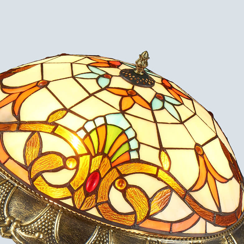 Tiffanara Runde LED Deckenleuchte | Buntglasdesign | Vintage-Stil | Warmes & Weißes Licht