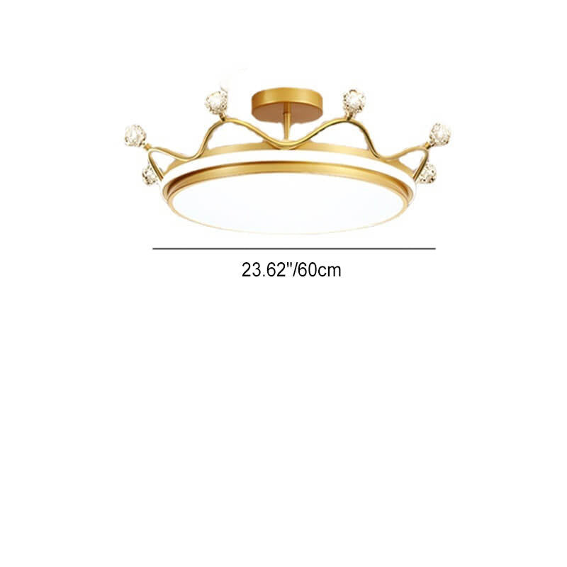 LumoCrown Kreative Kinder Krone Deckenleuchte | LED Semi-Flush | Gold & Pink Optionen | Infinitely Dimmbar | Perfekt für Kinderzimmer & Schlafzimmer