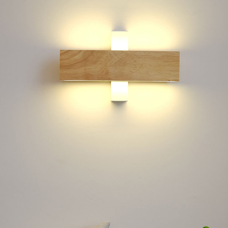LumoLog Japanischer Minimalistischer Rotierender LED Wandstrahler | Holzoptik | Dimmbar | Modernes Design für Zuhause