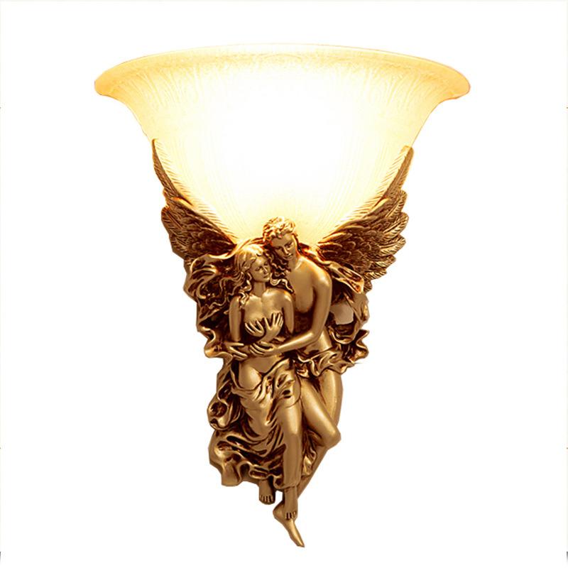 AngeloEmbrace Wandlampe | Retro Engel-Design | Harz-Wandleuchte | 1-Licht Beleuchtung für stilvolle Räume