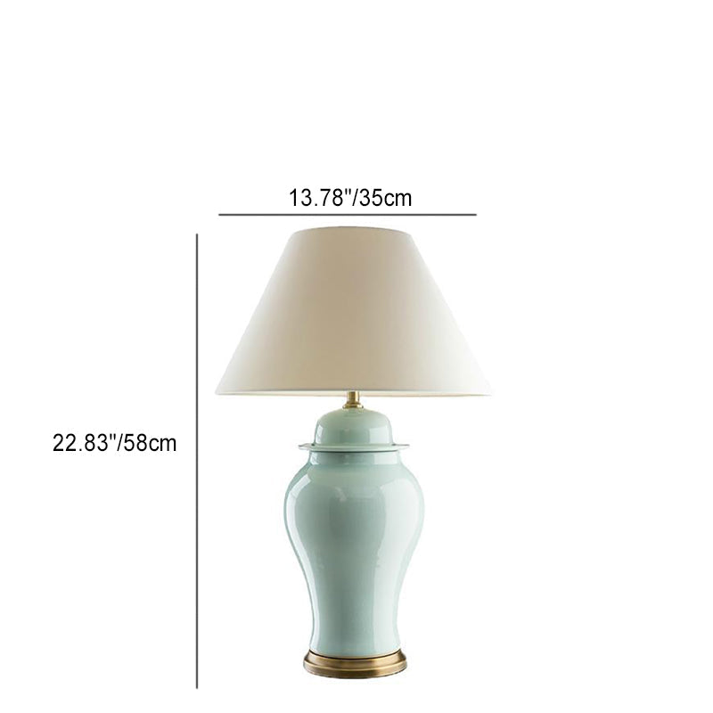 VaseLume Tischlampe | Rustikales Keramik-Design | Stoffschirm | 1-Licht | Perfekte Beleuchtung für das Arbeitszimmer