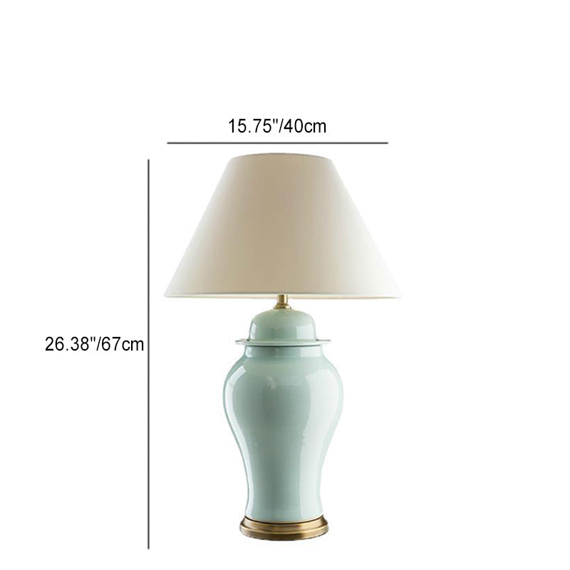 VaseLume Tischlampe | Rustikales Keramik-Design | Stoffschirm | 1-Licht | Perfekte Beleuchtung für das Arbeitszimmer