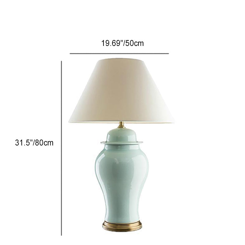 VaseLume Tischlampe | Rustikales Keramik-Design | Stoffschirm | 1-Licht | Perfekte Beleuchtung für das Arbeitszimmer