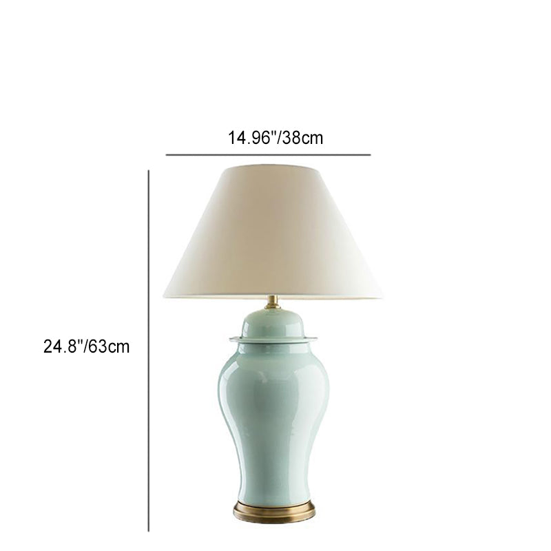 VaseLume Tischlampe | Rustikales Keramik-Design | Stoffschirm | 1-Licht | Perfekte Beleuchtung für das Arbeitszimmer