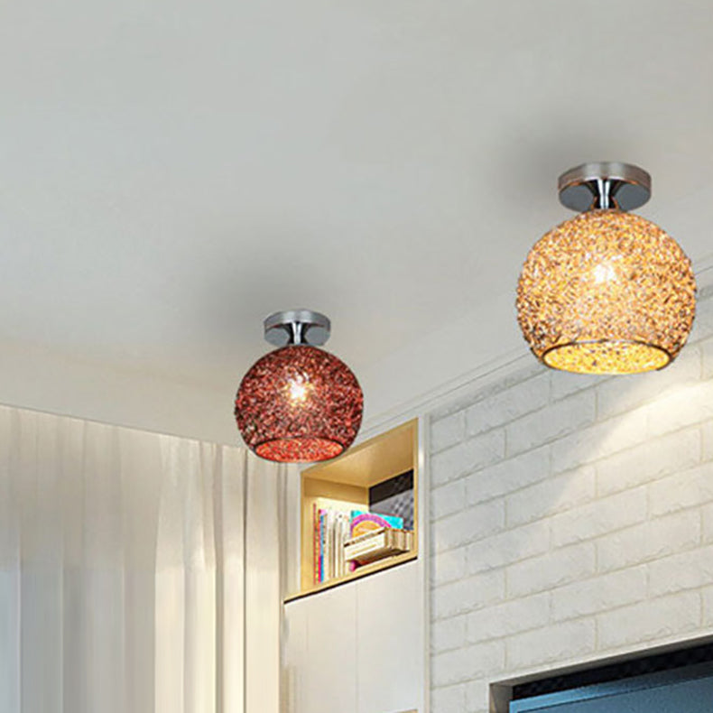 WeaveSphere Deckenleuchte | Skandinavisches Design | Geflochtene Kugel | 1-Licht | Perfekt für Flure und Wohnräume