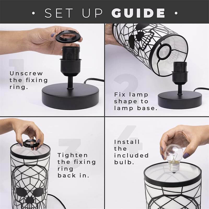 Gothika Metal LED Tischlampe | Kreatives Design | Zylindrisches Skelett | Dekorative Beleuchtung