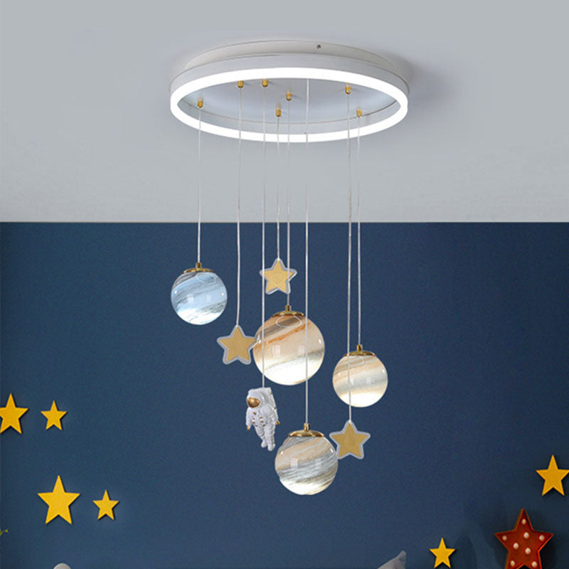 AstroGlow Kinder Deckenleuchte | Skandinavisches Planeten-Design | Acryl & Glas | LED Flush Mount