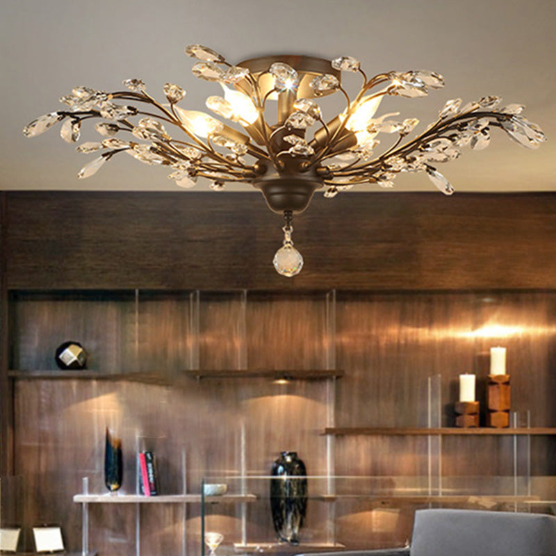 BranChic Deckenleuchte | Europäisches Design | Kristalläste | 4-6 Lichter | Stilvoll für Wohnzimmer