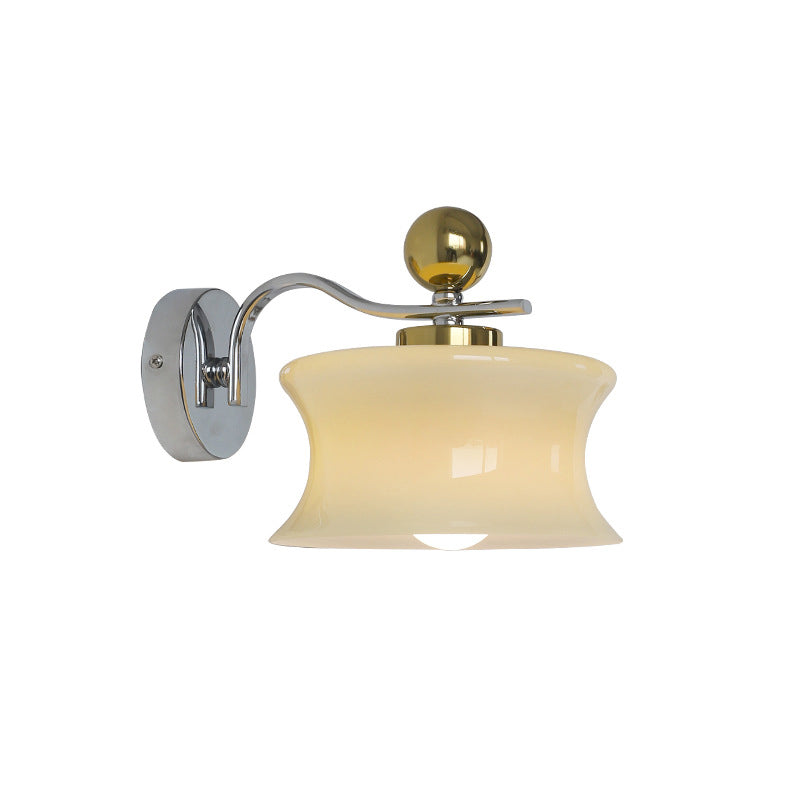 Scandura Wandleuchte | Skandinavisches Design | Glas & Eisen | Wellenförmiger Arm | Beleuchtung für Schlafzimmer