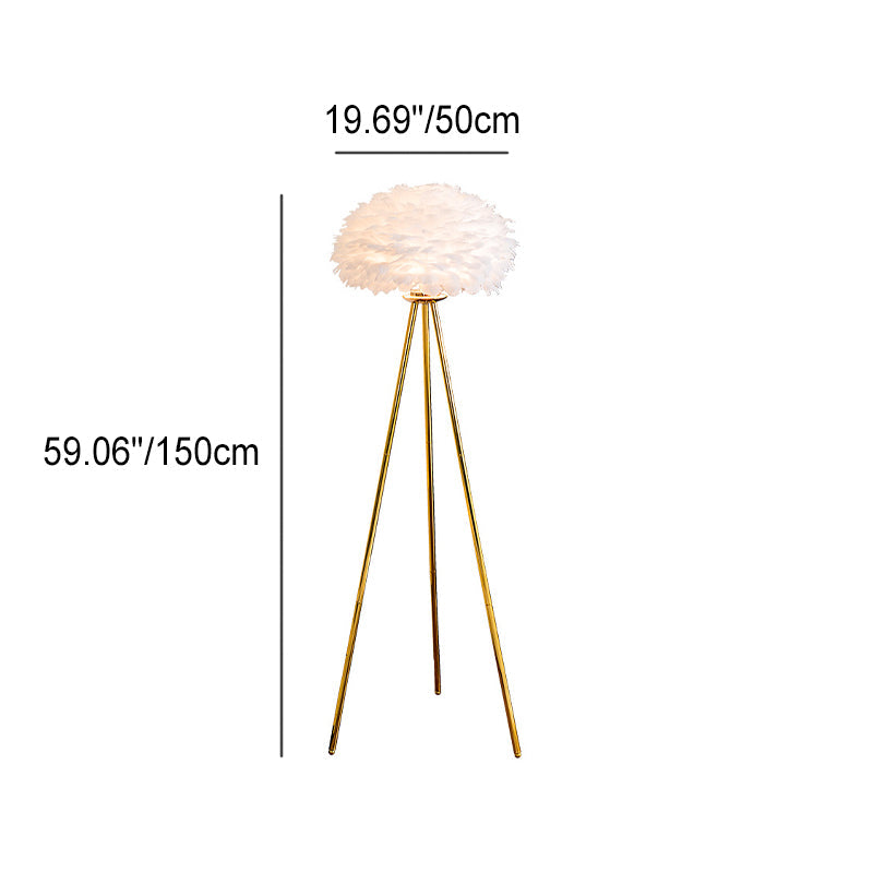 PlumeSphere Stehlampe | Elegantes Federdesign | 1-Licht Globus Stehleuchte | Moderne Beleuchtung für stilvolle Räume