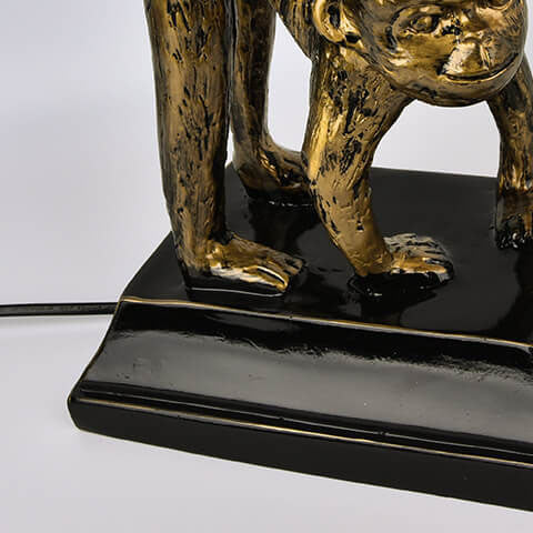 MonkeyLume Vintage Tischlampe | Kreatives Harz-Design | Kegelförmiger Glasschirm | 1-Licht Deko Lampe