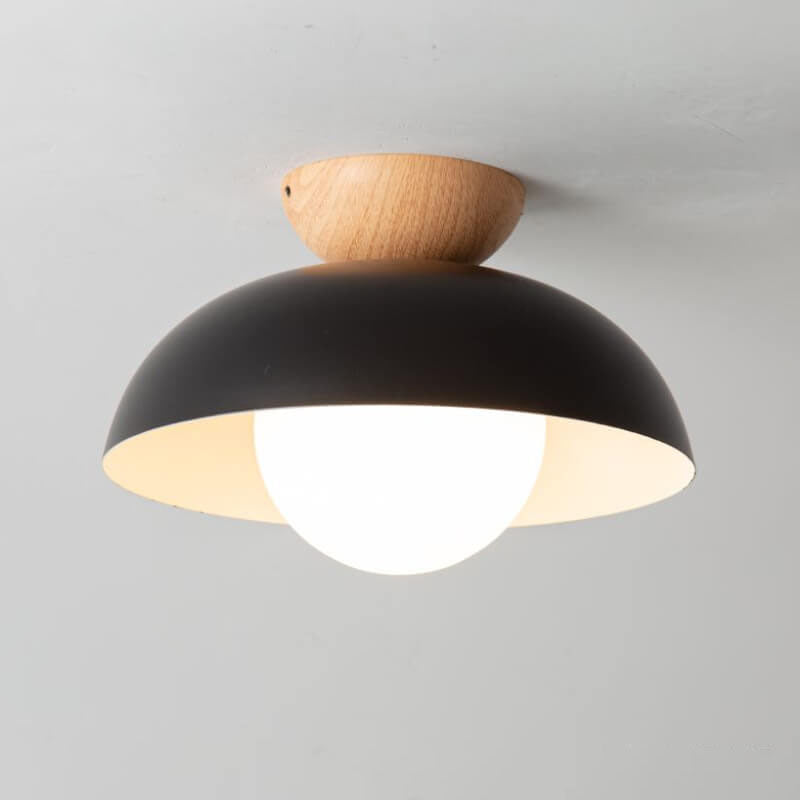 BowlCraft Deckenleuchte | Wandleuchten-Design aus Eisen & Holz | 1-flammig | Moderne Eleganz